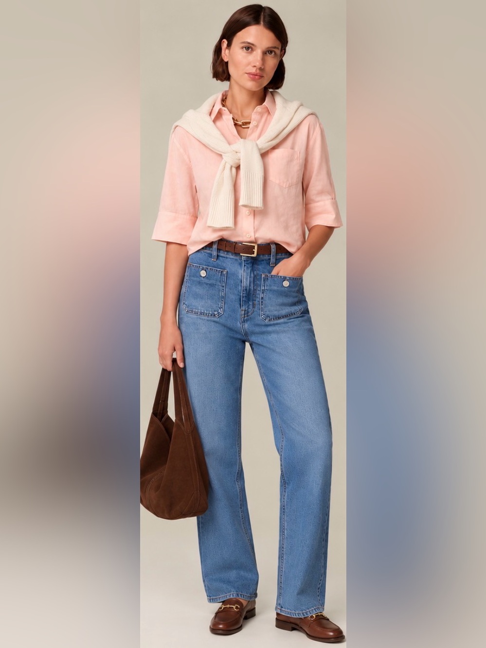 J. Crew Herringbone twill button-up shirt in delicate bloom